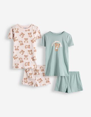 Pyjama Set aus Shirt und Shorts - 2er-Pack - bronzefarben