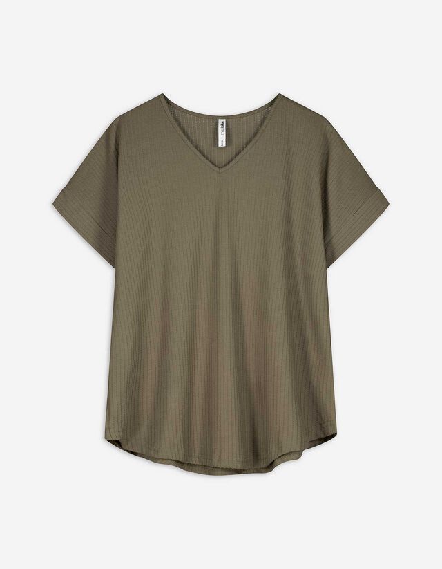 Shirt - V-hals - donkergroen