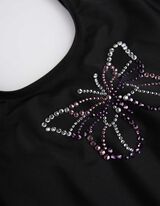 Jednodielne plavky - Ozdobné kamienky - cierna