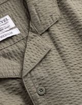 Overhemd - Seersucker - donkergroen