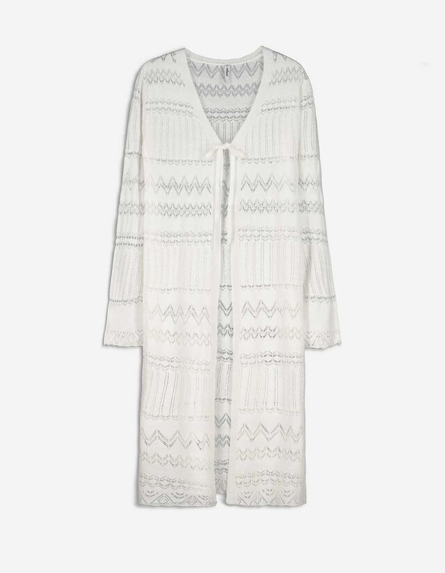 Cardigan lungo - Maglia fine - bianco