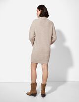 Kleid - Rollkragen - beige