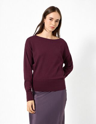 Pull-over - Encolure bateau - mauve