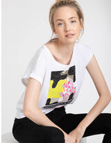 T-shirt - Ornement paillet&eacute; - blanc