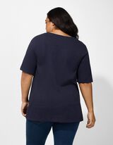 T-shirt - Glitterprint - donkerblauw