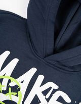 Pulover s kapuco - Sprednja tisk - temno modra