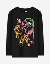 Langarmshirt - Print - schwarz