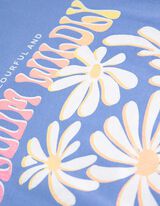 koszulka z długim rękawem - błyszczący nadruk - niebieski