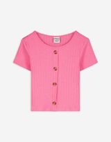 T-Shirt - Knopfleiste - pink