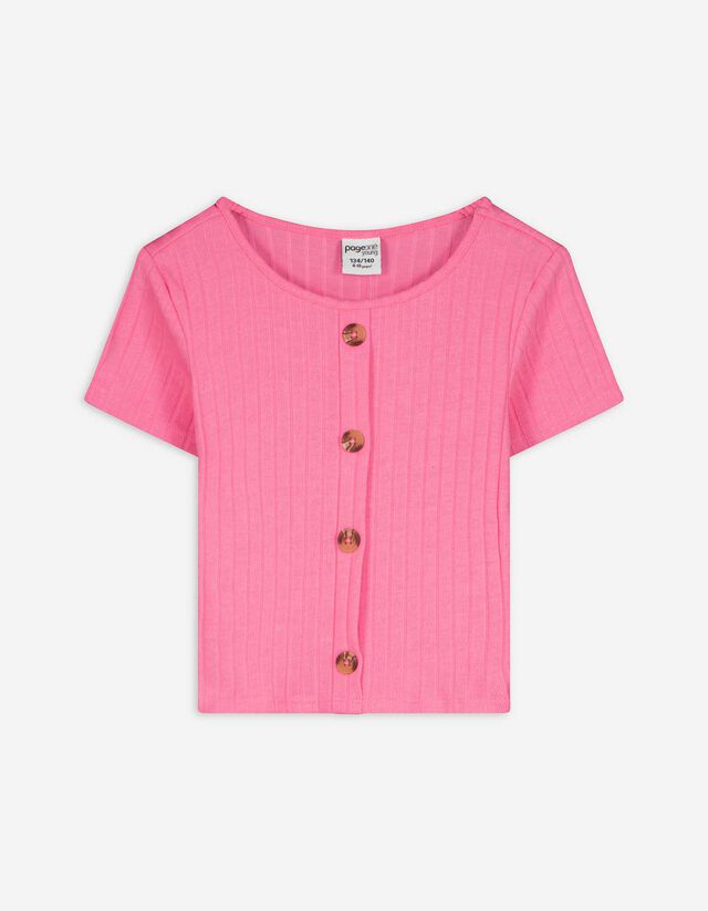 T-Shirt - Knopfleiste - pink