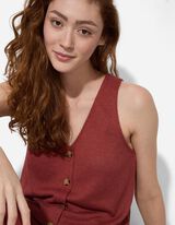 Stricktop - Knopfleiste - dunkelrot