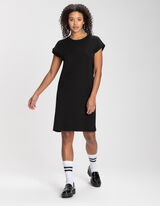 Majica haljina - Spušteni rukavi - crna