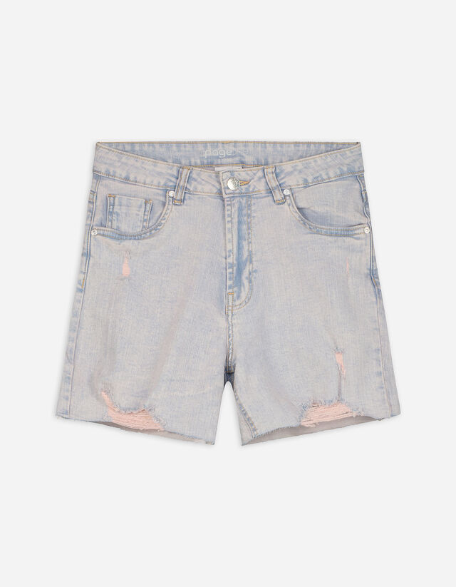 Pantaloncini di jeans - Effetto dévoré - celeste