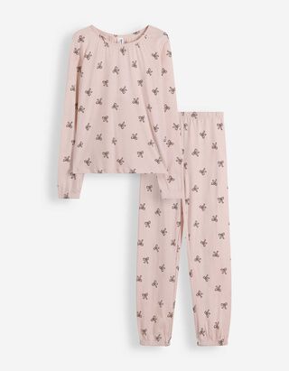 Pyjama Set aus Sweatshirt und Hose - Allover-Muster - Rosa