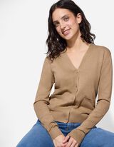 Strickjacke - Aufgesetze Taschen - hellbraun