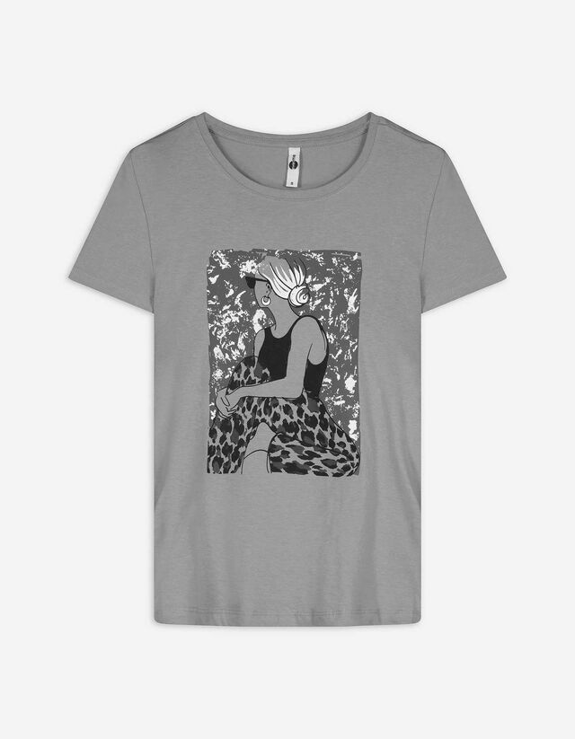 T-Shirt - Glitzerprint - grau