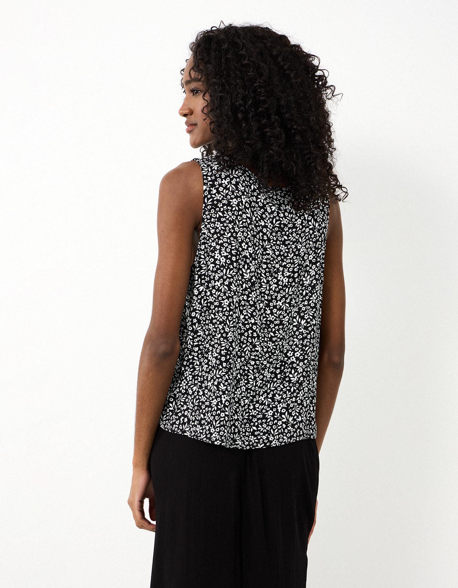 Blusentop - Allover-Print - Schwarz
