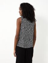Blusentop - Allover-Print - Schwarz