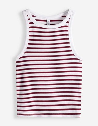 Tanktop - Rippenstruktur - wei&szlig;