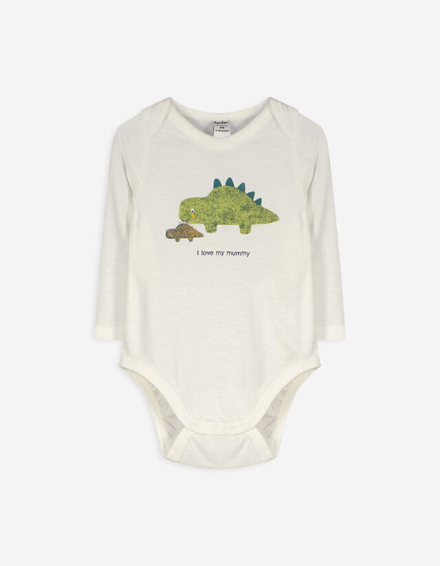Body manica lunga - Dinosauro - bianco