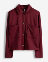 Sweatjacke - Knopfleiste - dunkelrot