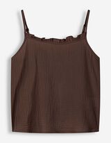 Blusentop - einfarbig - dunkelbraun