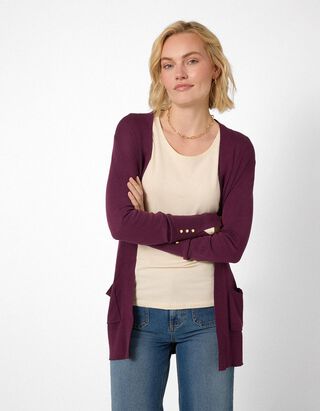 Longcardigan - Feinstrick - Lila