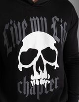 Pulover s kapuco - Potisk - crna