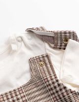 Set aus Shirt und Kleid - Karomuster - Braun