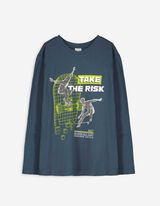 Longsleeve - Vooropdruk - donkerblauw