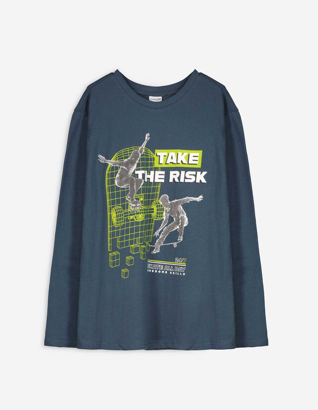 Longsleeve - Vooropdruk - donkerblauw