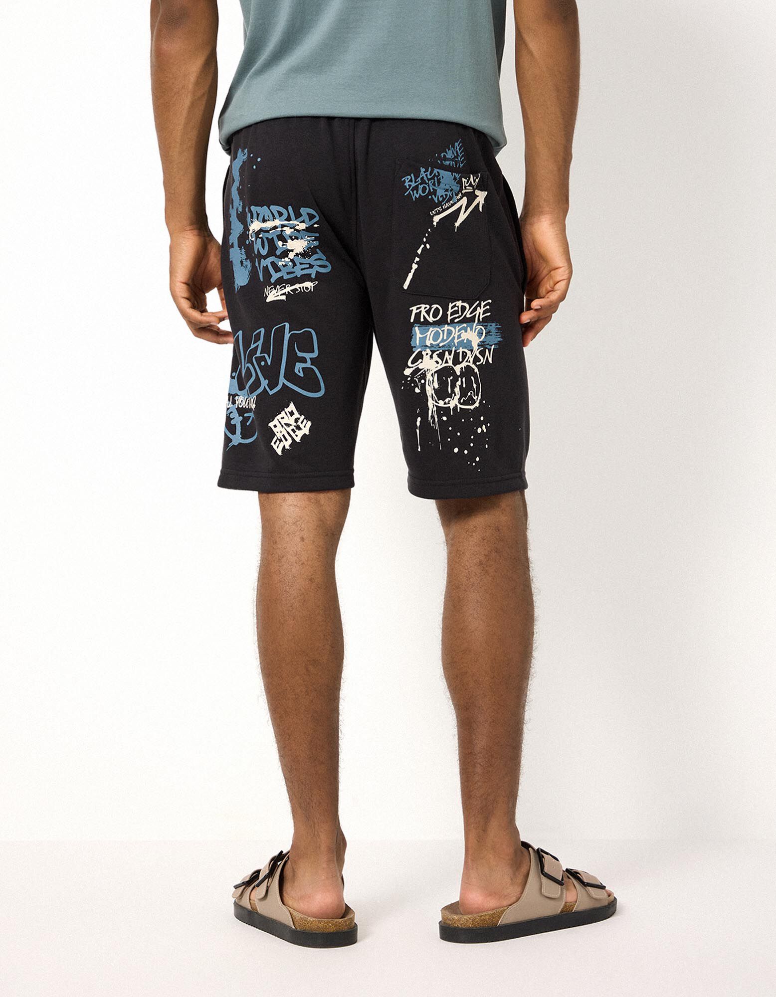 Shorts - Allover-Print - Dunkelgrau