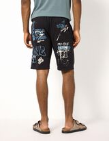 Shorts - Allover-Print - Dunkelgrau