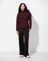 Sweter z dzianiny - Mockneck - ciemny lila