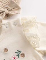 Set composto da maglia a manica lunga e leggings - Ricami - bianco