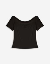 T-shirt - dekolt carmen - czarny