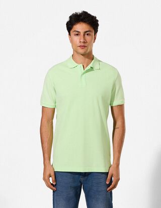 Tricou polo - Monocrom - Verde lime