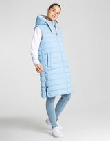 Gilet lungo - Cappuccio con coulisse - celeste