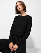 Hosszú ujjú felső - Bordázott - fekete