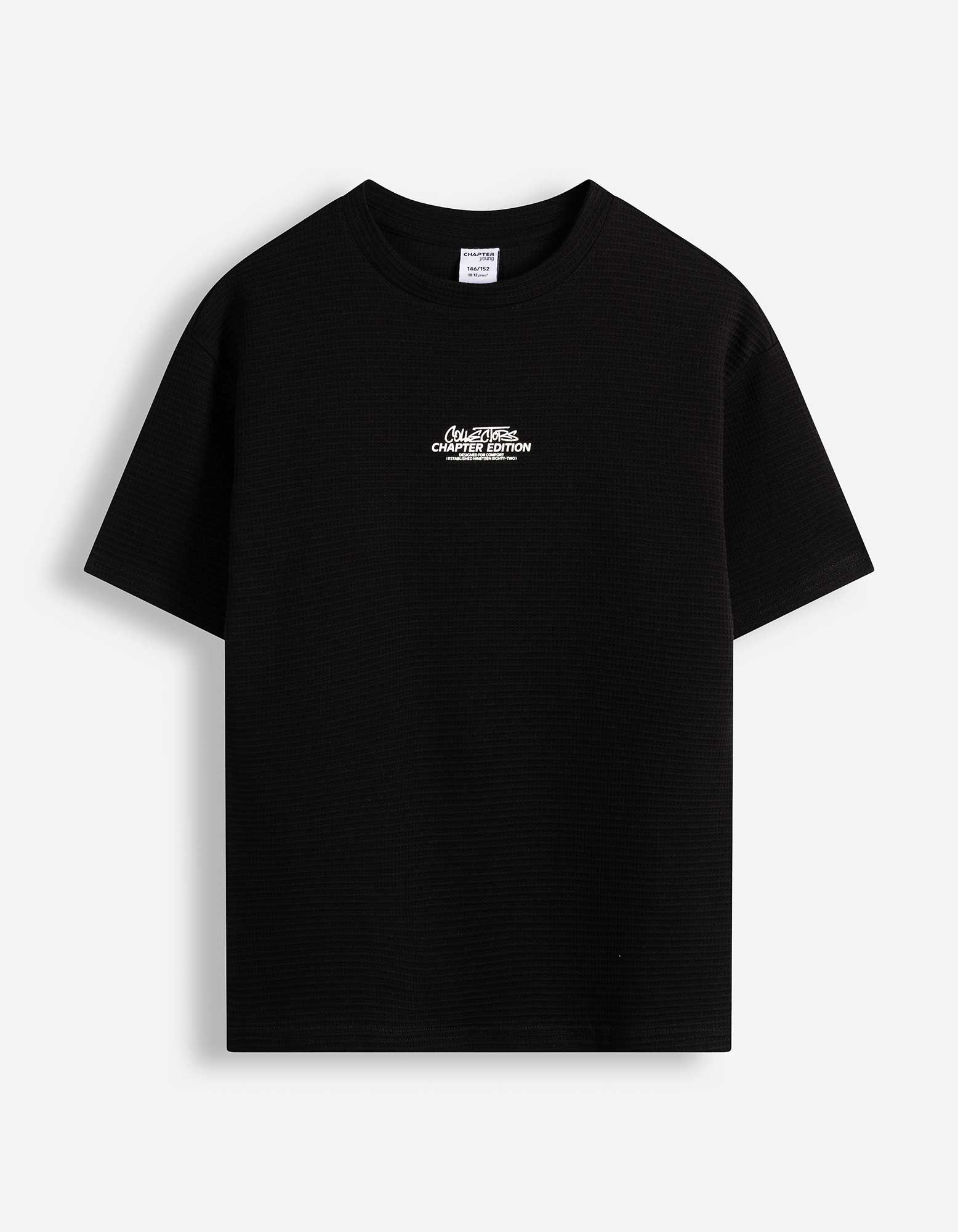 T-shirt - Wafelstructuur - Zwart