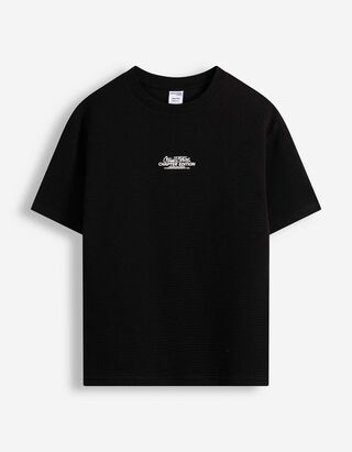 T-shirt - Wafelstructuur - Zwart