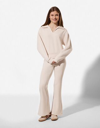 Hose - einfarbig - beige