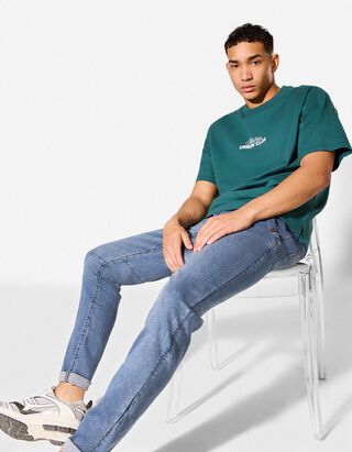 Jeans - Elastischer Bund - blau