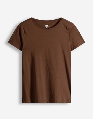 T-Shirt - Rundhals-Ausschnitt - braun