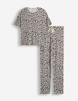 pidžama set od majice i pantalona - Leopard print - bela
