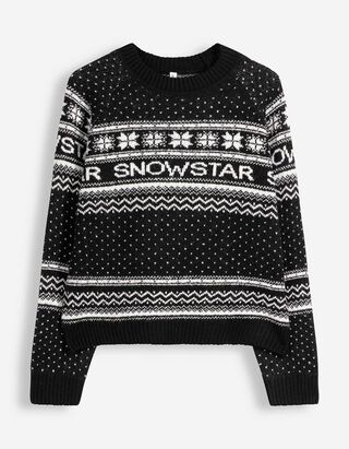 Pullover - gemustert - Schwarz