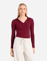 Tričko s dlhým rukávom - Rebrovaná štruktúra - tmavocervena