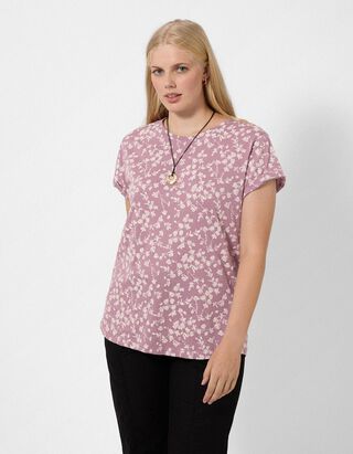 T-shirt - Motief all-over - Lichtroze