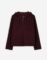 Sweatjacke - Teddyfell - dunkellila