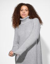 sukienka dzianinowa - metaliczne detale - jasny szary